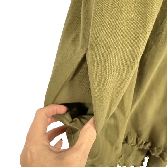 Umgee Short Sleeve Round Neck Ruffle Trim Olive Green Dress w/ Pockets Sz S NWT - Picture 6 of 9